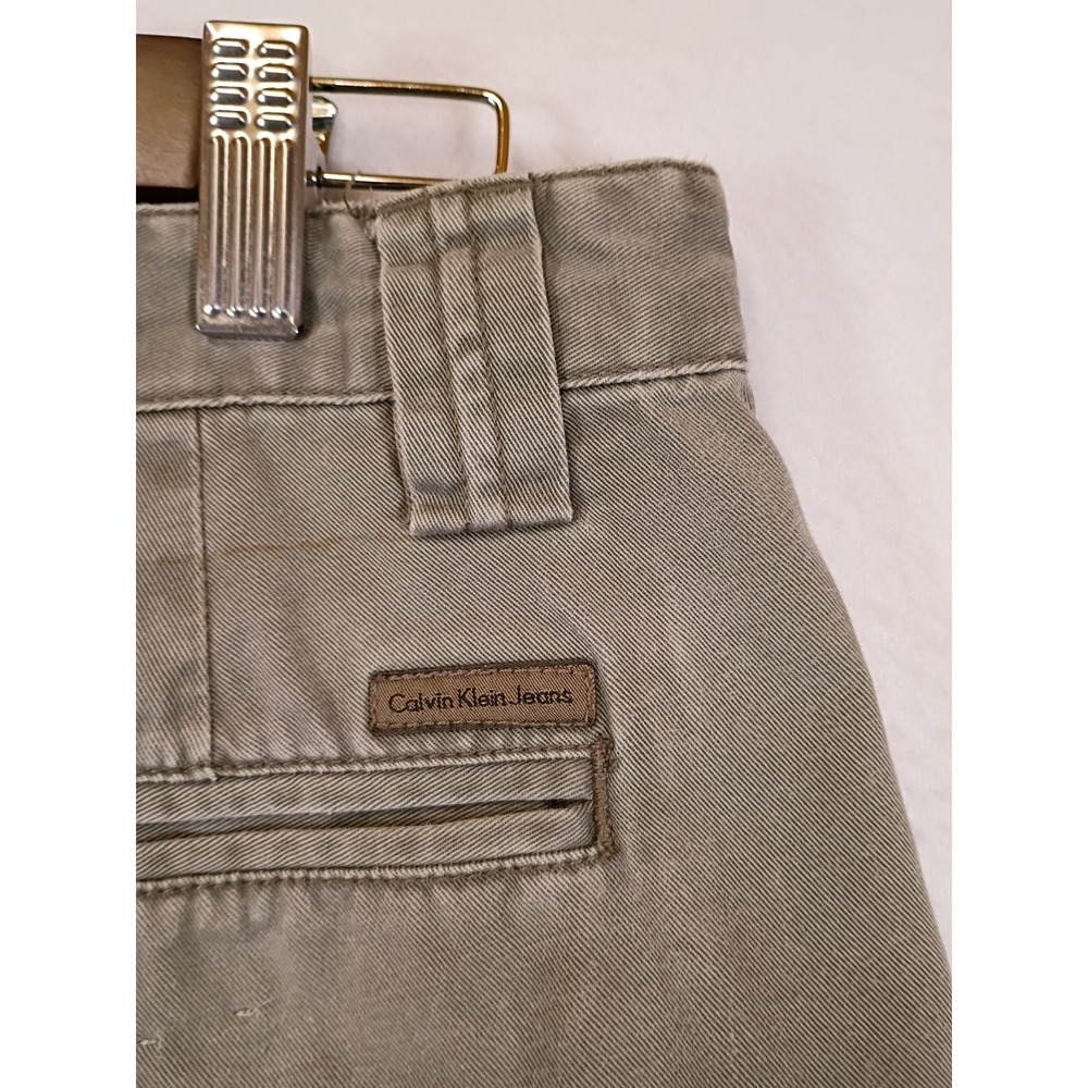 Classic Minimalist Calvin Klein Jeans Womens 10 Olive Green Cotton Chino Shorts - Picture 4 of 7